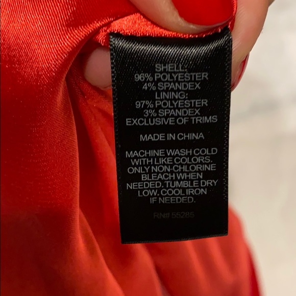 Express one shoulder coral satin pleated dress - Picture 5 of 5